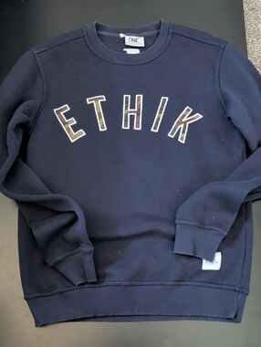 Ethik Navy Crewneck Sweatshirt with Camo Lettering